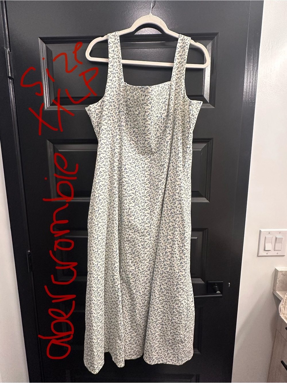Abercrombie & Fitch White Maxi Dress with Blue Floral Print
